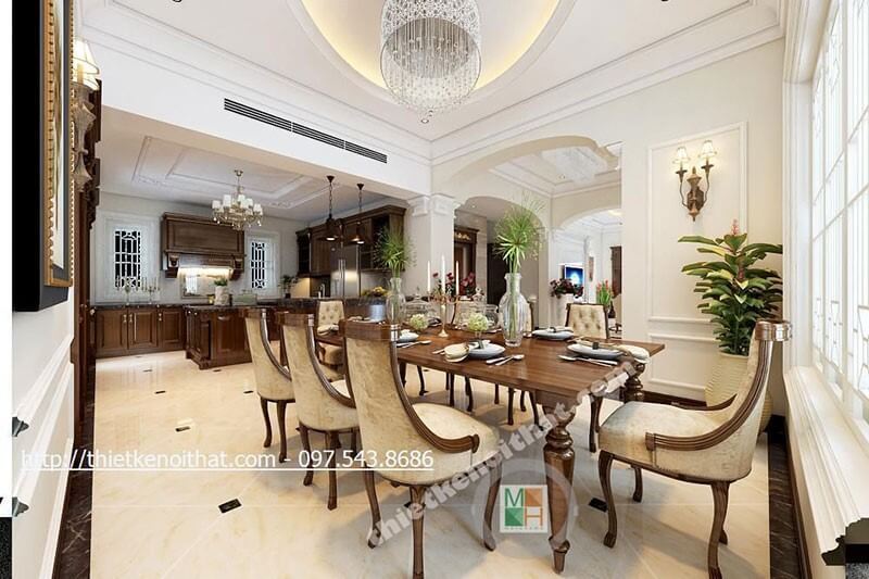 Thiết kế nội thất phòng ăn tân cổ điển