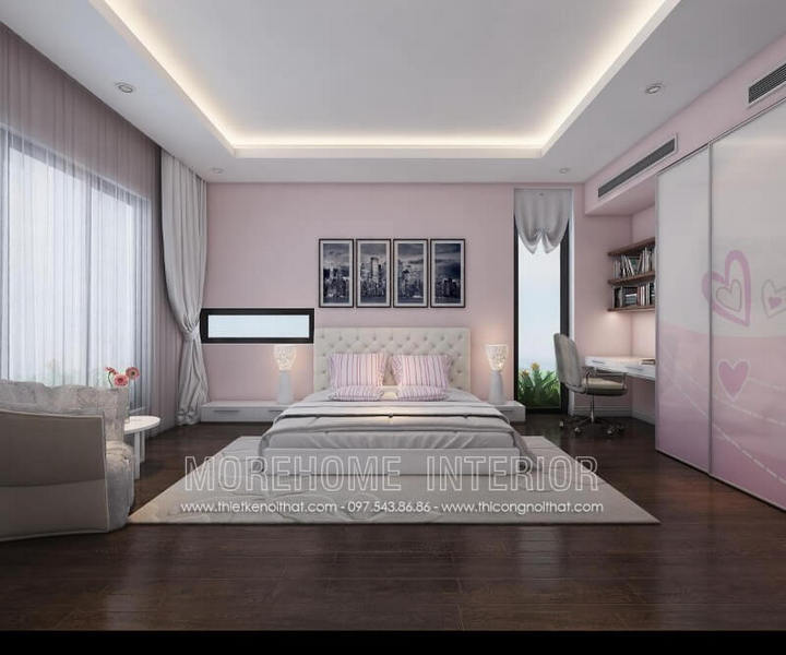 Mẫu giường ngủ gỗ công nghiệp đầu giường bọc da, phần nút chần chắc chắn được coi như điểm nhấn ấn tượng cuốn hút bất cứ ánh mắt nào khi nhìn vào