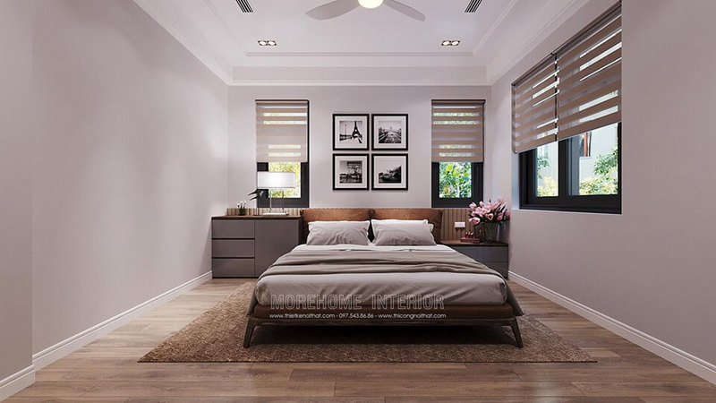 Mẫu giường ngủ hiện đại đẹp bằng gỗ óc chó cao cấp cho phòng ngủ nhà biệt thự