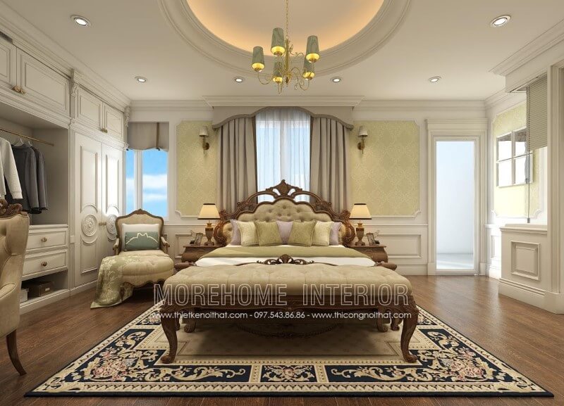 Mẫu giường ngủ gỗ óc chó đẳng cấp này được nhập nguyên liệu chính ngạch từ Mỹ và được thiết kế sản xuất bởi công ty nội thất Morehome