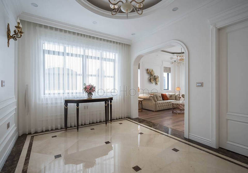 Kệ trang trí chân gỗ cách điệu cho sảnh phòng khách biệt thự sang trọng kệ gỗ trang trí đẹp