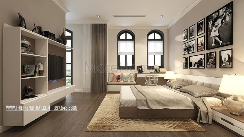 Kệ tủ ti vi gỗ công nghiệp với thiết kế nhiều ô trang trí cho phòng ngủ thêm sinh động, độc đáo kệ gỗ trang trí đẹp