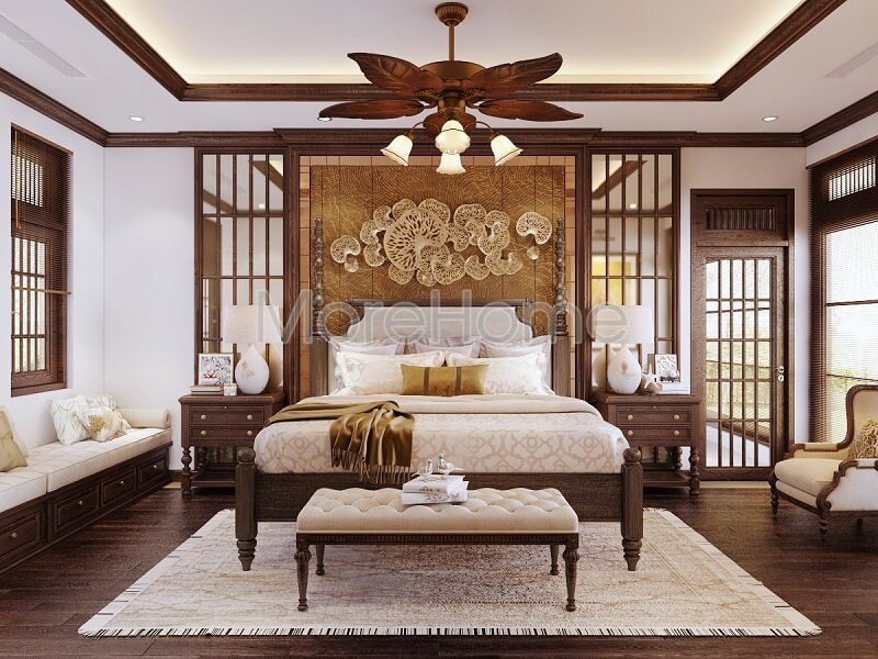 Thiết kế phòng ngủ gỗ óc chó