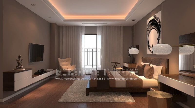 Thiết kế phòng ngủ gỗ óc chó