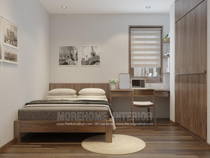 Thiết kế phòng ngủ gỗ óc chó
