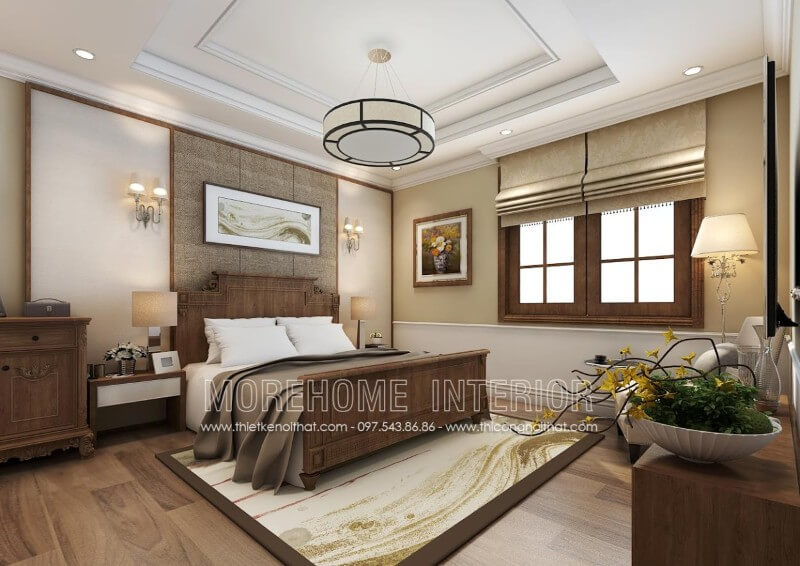 Thiết kế phòng ngủ gỗ óc chó