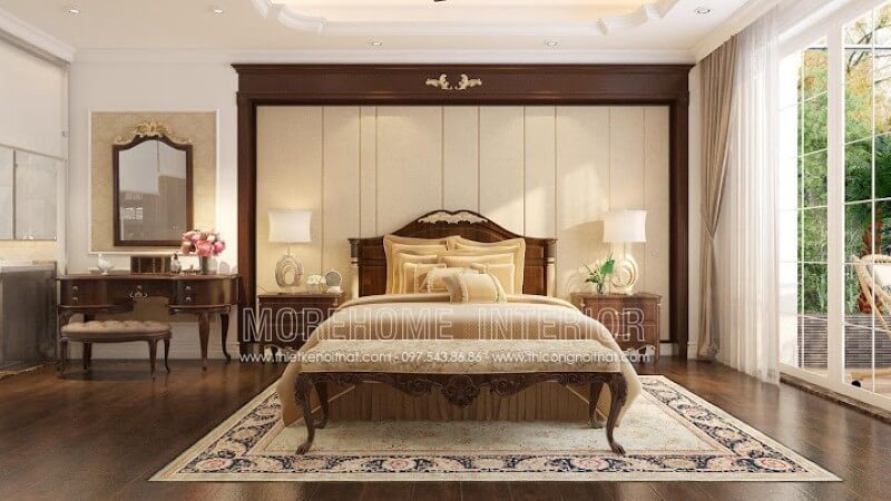 Thiết kế phòng ngủ gỗ óc chó