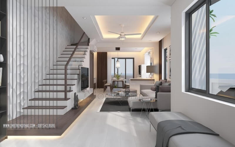Thiết kế phòng khách liền phòng ăn đẹp, sang trọng mang đậm phong cách hiện đại. Thiết kế nội thất bệt thự Hà Nội