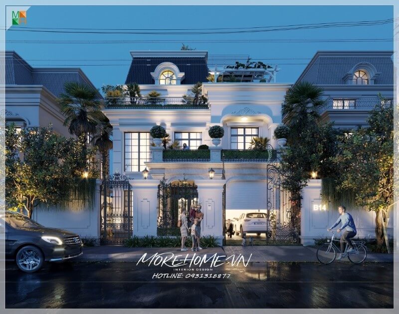 Thiết kế biệt thự tân cổ điển mái bằng