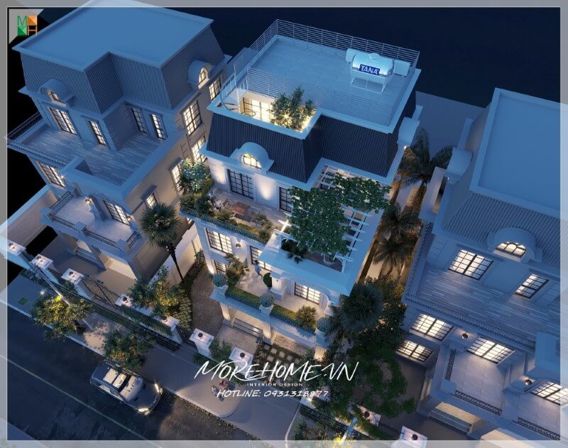 Thiết kế biệt thự tân cổ điển có gara
