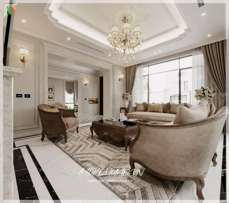 Thiết kế biệt thự tân cổ điển mái bằng
