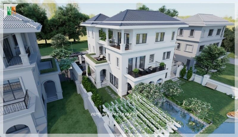 Thiết kế biệt thự sân vườn tân cổ điển