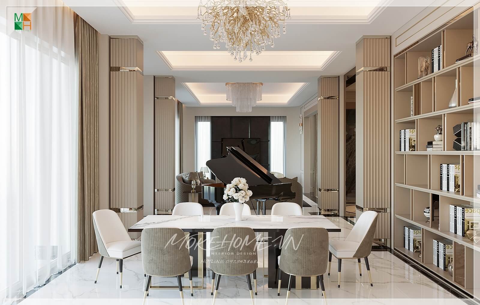 Thi công biệt thự 4 phòng ngủ