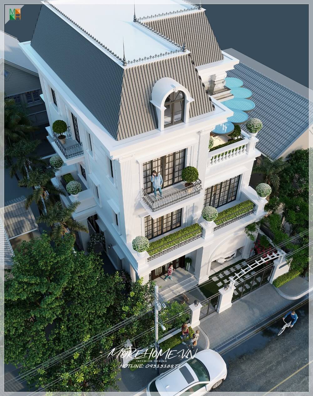Thiết kế biệt thự liền kề kiểu Pháp