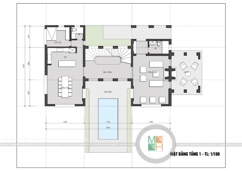 Thiết kế biệt thự sân vườn 2 tầng hiện đại