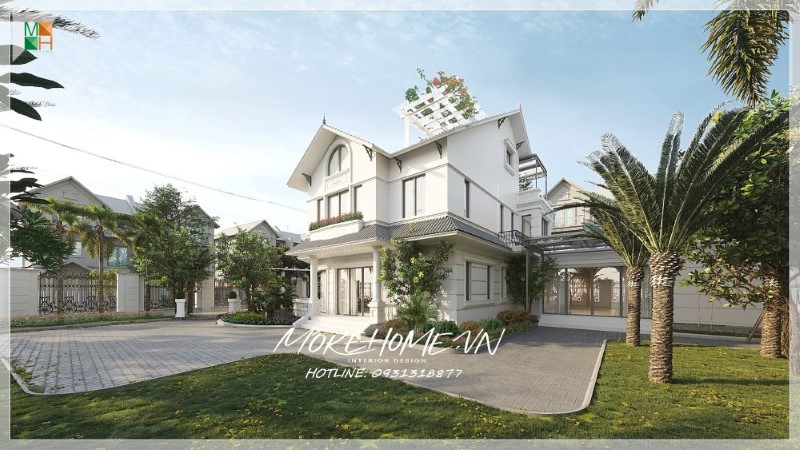 Thiết kế biệt thự sân vườn 2 tầng hiện đại