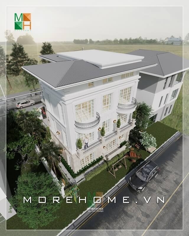 Thiết kế biệt thự tân cổ điển 4 tầng