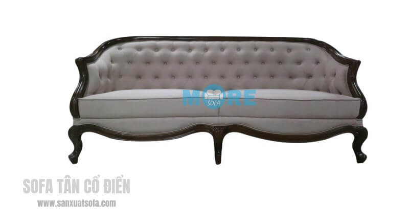 Sofa văng tân cổ điển MS-008 gỗ tự nhiên Óc chó, bọc nỉ nhập khẩu cao cấp cho chung cư, biệt thự đẹp top 15 mẫu sofa tân cổ điển cho phòng khách đẹp