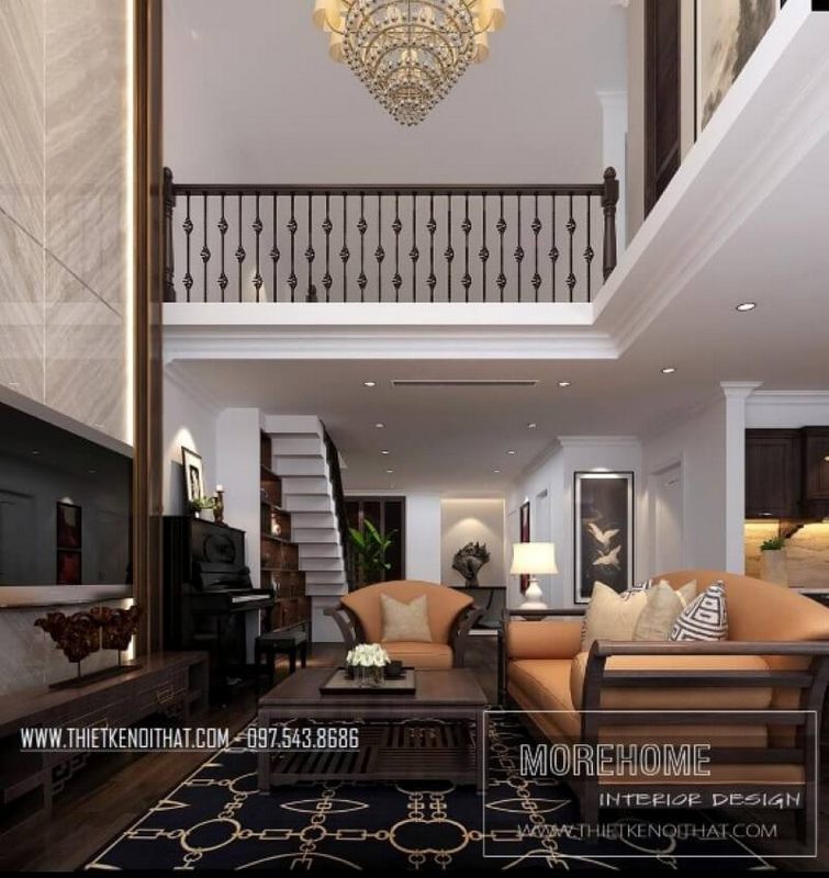 Nội thất phòng khách chung cư tân cổ điển, sang trọng mà tinh tế