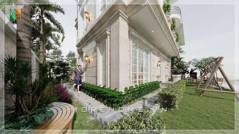 Mẫu biệt thự nhà vườn 2 tầng mái Thái