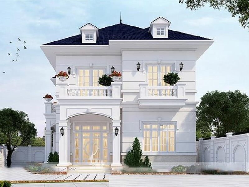 Mẫu biệt thự nhà vườn 2 tầng mái Thái