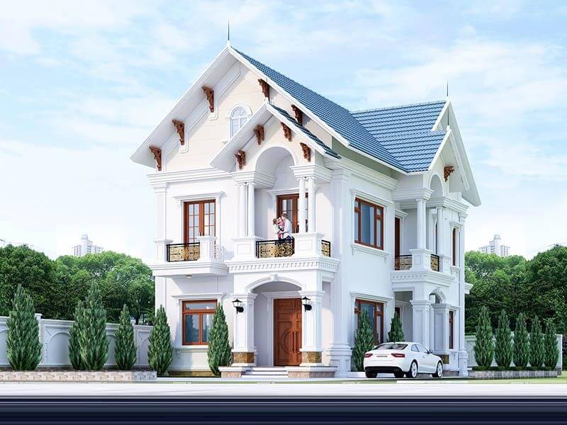 Mẫu biệt thự nhà vườn 2 tầng mái Thái