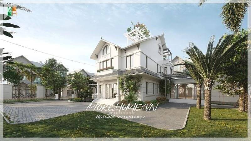 Mẫu biệt thự nhà vườn 2 tầng mái Thái