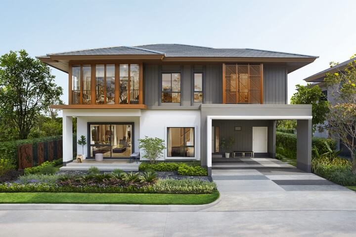 Mẫu biệt thự nhà vườn 2 tầng mái Thái