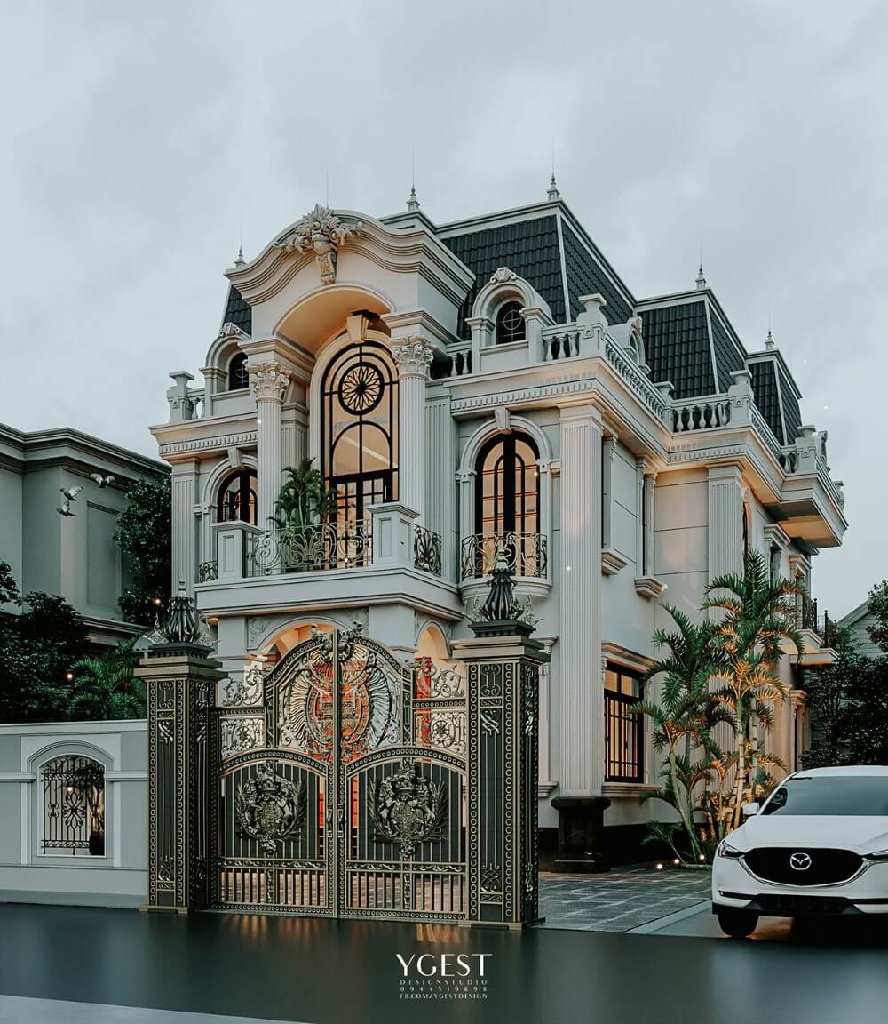 Thiết kế biệt thự chữ L 3 tầng