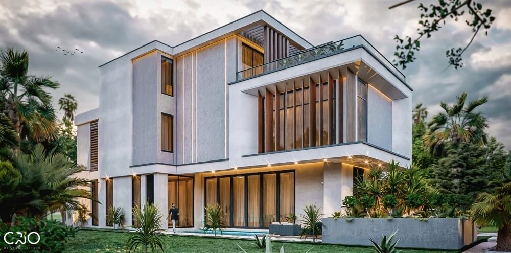 Thiết kế biệt thự chữ L 3 tầng
