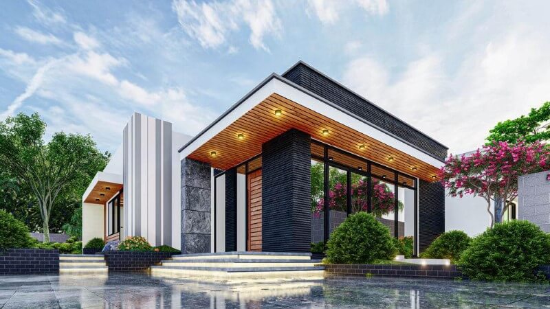 Thiết kế biệt thự vườn 1 tầng hiện đại
