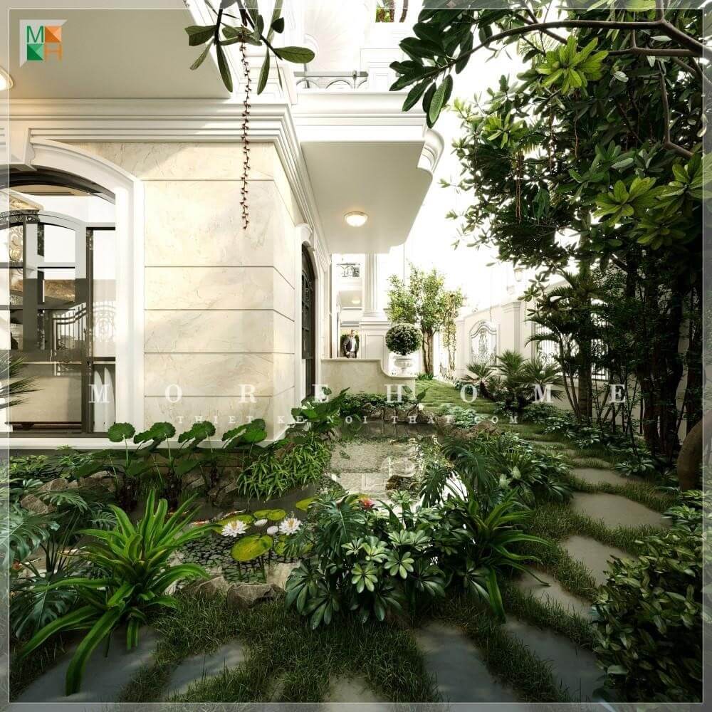 Thiết kế biệt thự vườn 2 tầng kiểu Pháp