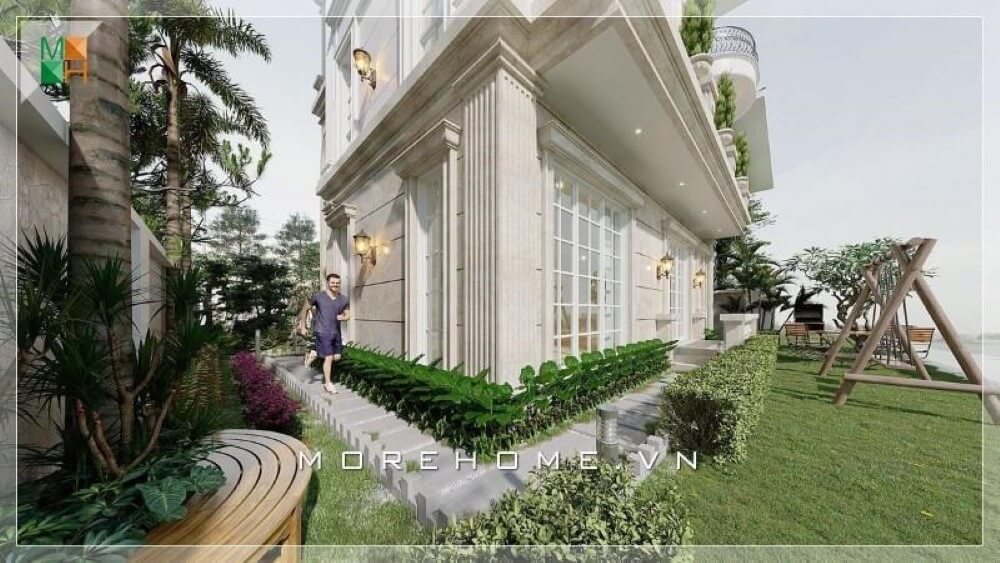 Thiết kế biệt thự vườn 2 tầng kiểu Pháp