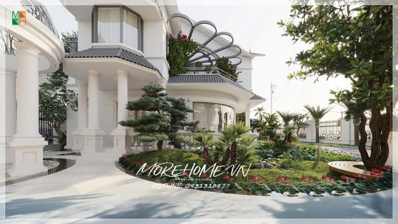 Thiết kế biệt thự vườn 2 tầng kiểu Pháp