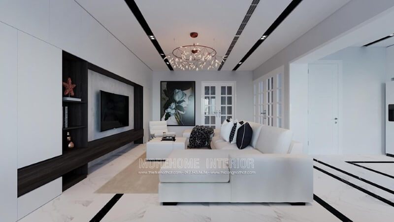 Nhà phố được trang trí bằng nội thất gỗ công nghiệp để tạo nên sự đẹp đẽ.