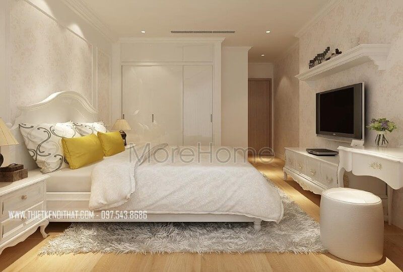 Kệ ti vi tân cổ điển có những đường nét chạm trổ tinh tế, tạo nên một ấn tượng rất đẹp.