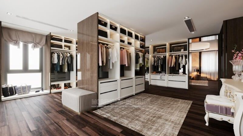 Thiết kế nội thất phòng thay đồ đẹp sang trọng cho biệt thự vinhomes imperia hải phòng