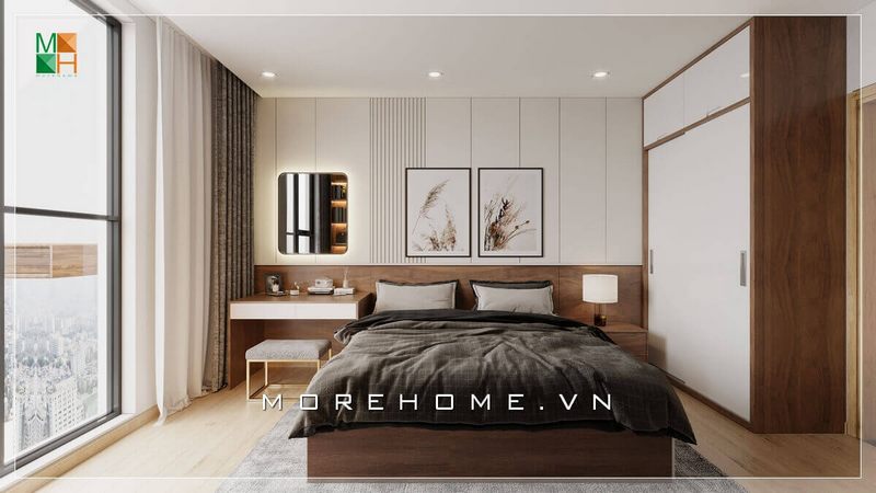 Gường ngủ gỗ hiện đại có thiết kế phù hợp với sự sang trọng của không gian căn phòng ngủ.