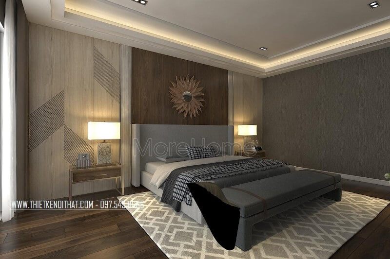 Gương nhỏ được đặt trên đầu giường để trang trí, với các họa tiết như một bông hoa bằng vàng giúp phòng ngủ trở nên sang trọng hơn.