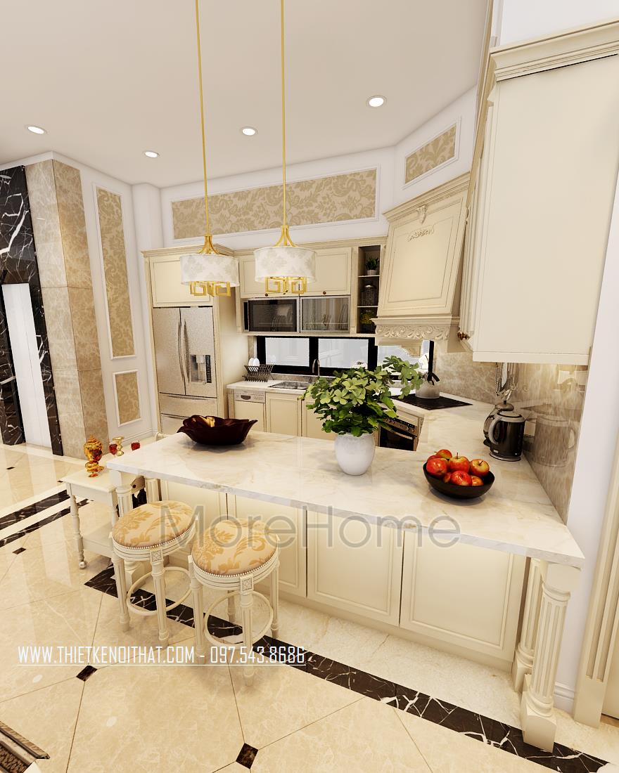 Tủ bếp tân cổ điển – sang trọng và cuốn hút Tủ bếp tân cổ điển – sang trọng và cuốn hút