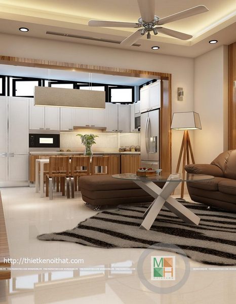 Có nên thiết kế nội thất phòng khách liền bếp?