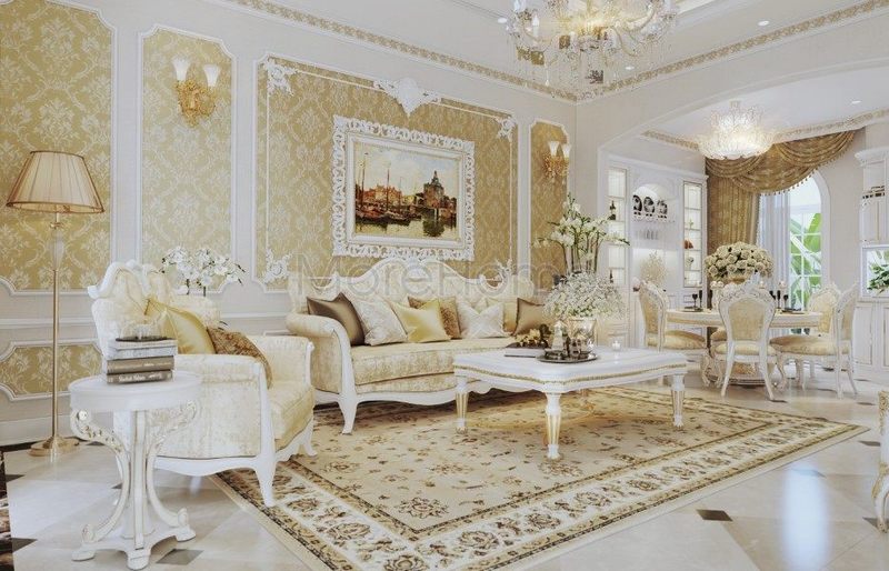 Nội thất phòng khách tân cổ điển – không gian sống kén gia chủ Nội thất phòng khách tân cổ điển – không gian sống kén gia chủ