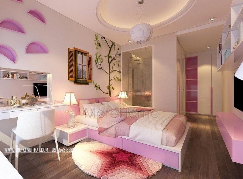 Ngỡ lạc chốn thần tiên với mẫu phòng ngủ màu hồng dành cho bé gái Ngỡ lạc chốn thần tiên với mẫu phòng ngủ màu hồng dành cho bé gái
