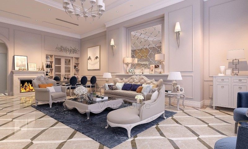 Mẫu thiết kế nội thất phòng khách đẹp cho chung cư D'.le Roi Soleil Quảng An Tân Hoàng Minh