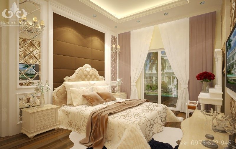 Thiết kế nội thất tân cổ điển cho không gian phòng ngủ tạo được sức hút và êm ái tận hưởng cuộc sống sau một ngày làm việc mệt mỏi