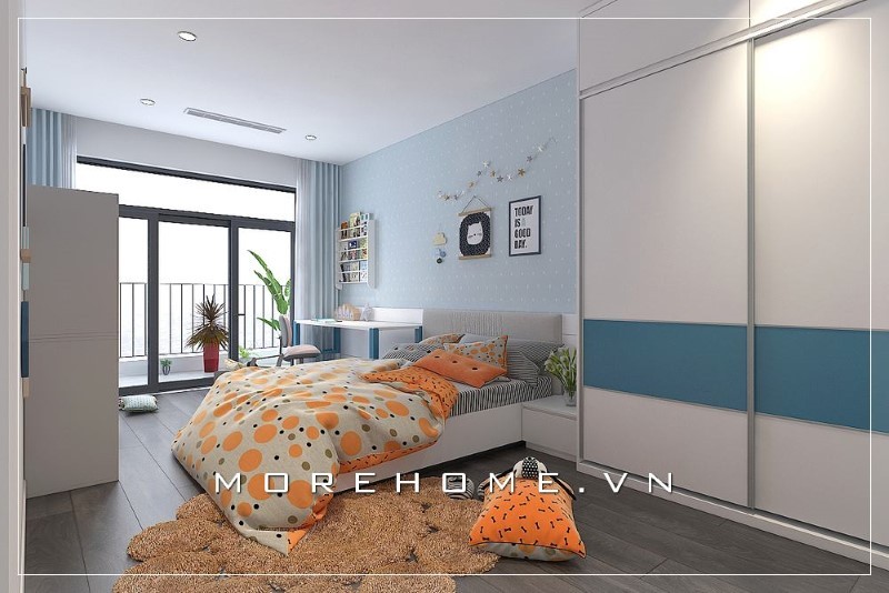 Giường ngủ gỗ công nghiệp màu trắng