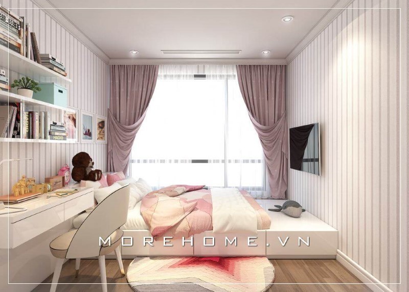 Giường ngủ gỗ công nghiệp màu trắng
