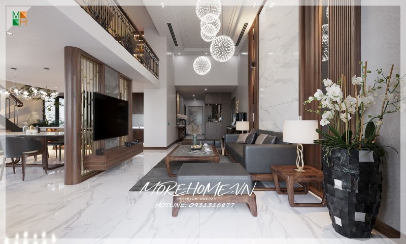 Thiết kế nội thất chung cư gỗ óc chó