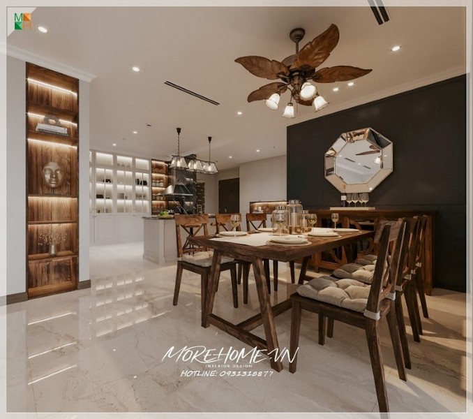 Thiết kế nội thất chung cư gỗ óc chó