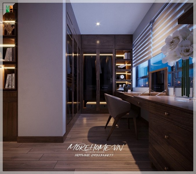 Thiết kế nội thất chung cư gỗ óc chó